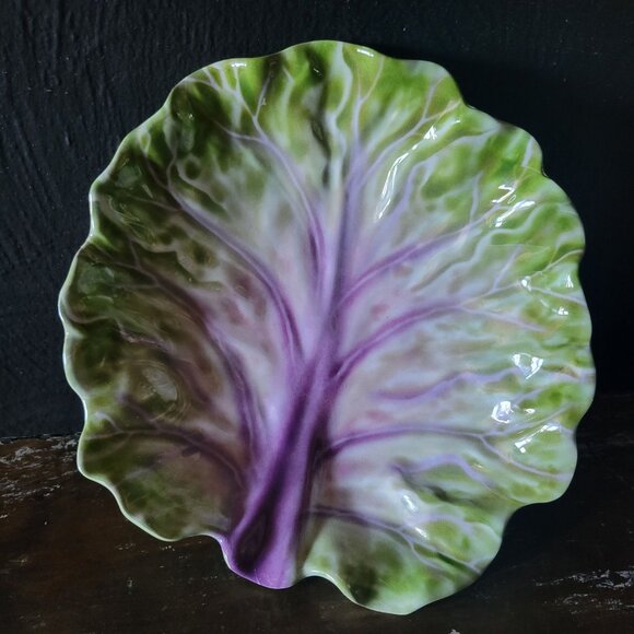 Purple and Green Cabbage Melamine Bowl, Easter Table, Spring Tablescape 8.5" - Picture 1 of 6